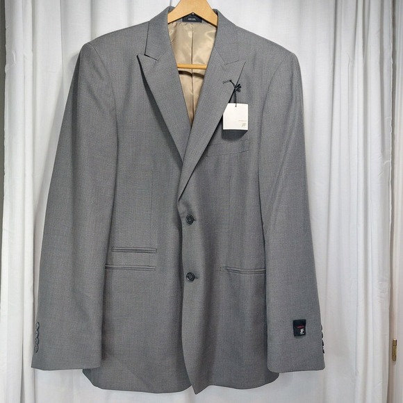 J.Ferrari Modern Fit Men's Blazer Suit Jacket Gray Sharkskin Sz 42L‎ NWT - Picture 1 of 8